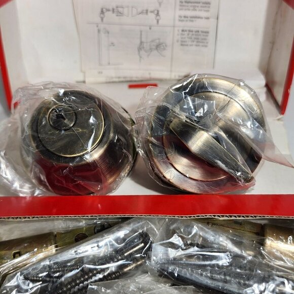 Mountain Security Single Cylinder Deadbolt Twin Pack Antique Brass Finish - Picture 8 of 10